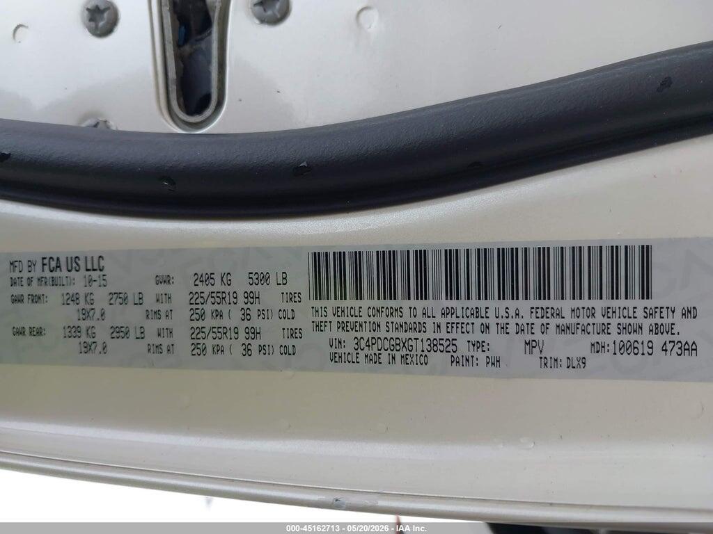 3C4PDCGBXGT138525 2016 DODGE JOURNEY photo no. 9