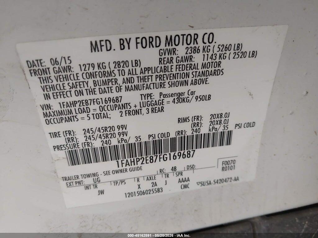 1FAHP2E87FG169687 2015 FORD TAURUS photo no. 9