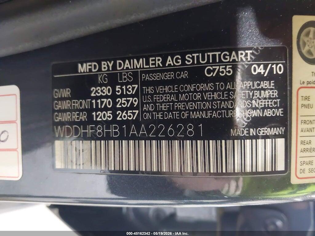 WDDHF8HB1AA226281 2010 MERCEDES-BENZ E 350 photo no. 9