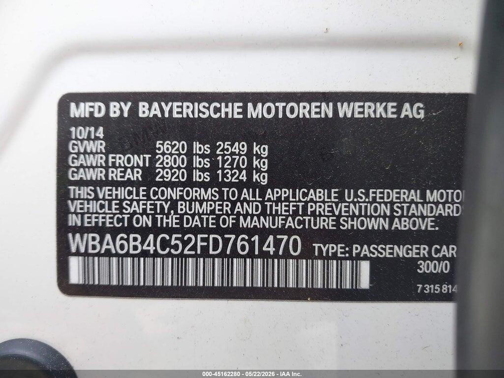 WBA6B4C52FD761470 2015 BMW 650I GRAN COUPE photo no. 9
