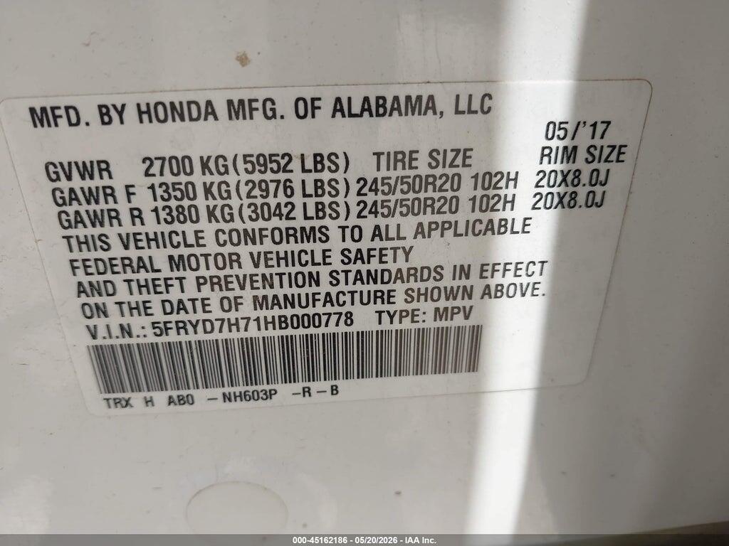 5FRYD7H71HB000778 2017 ACURA MDX SPORT HYBRID photo no. 9