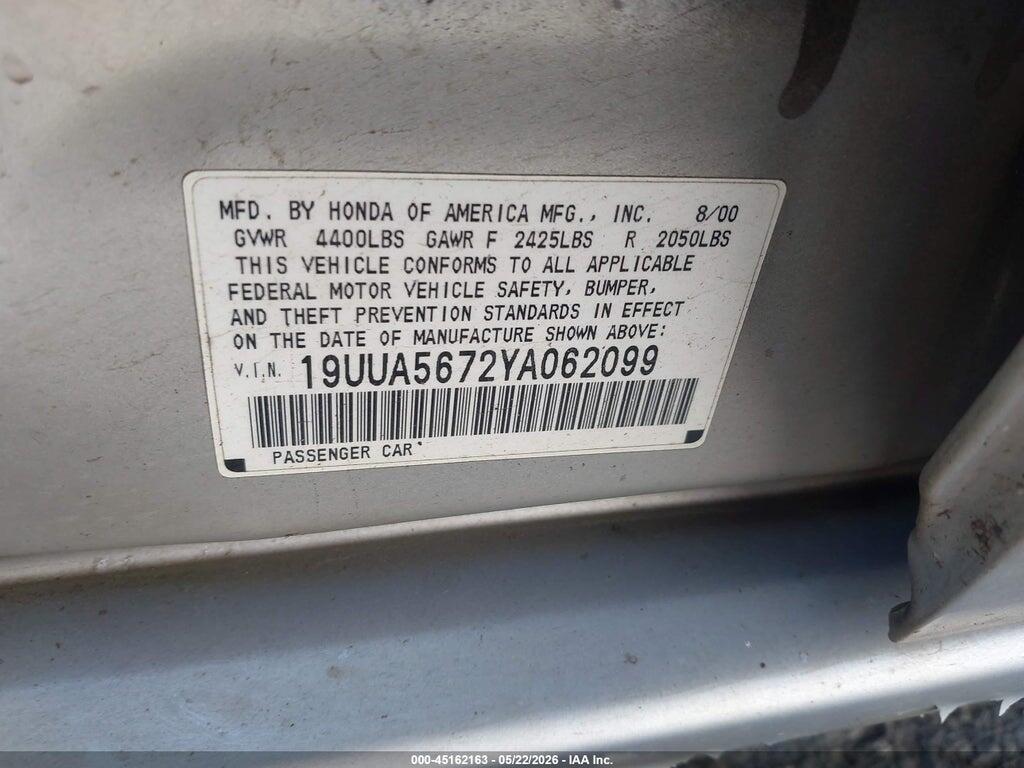 19UUA5672YA062099 2000 ACURA TL photo no. 9
