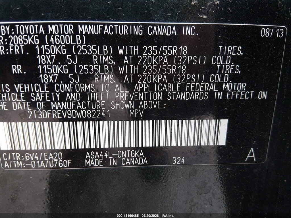 2T3DFREV9DW082241 2013 TOYOTA RAV4 photo no. 9