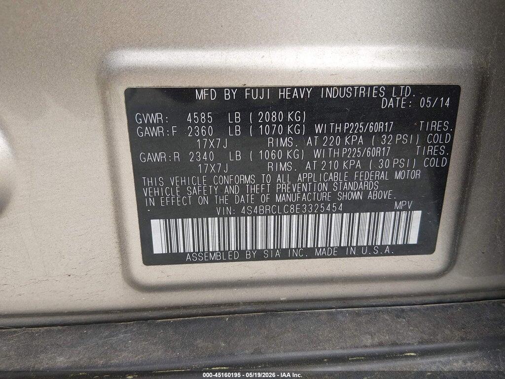 4S4BRCLC8E3325454 2014 SUBARU OUTBACK photo no. 9