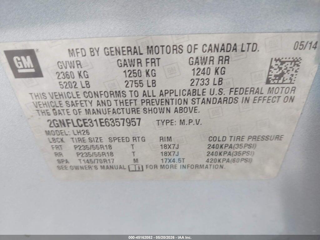2GNFLCE31E6357957 2014 CHEVROLET EQUINOX photo no. 9