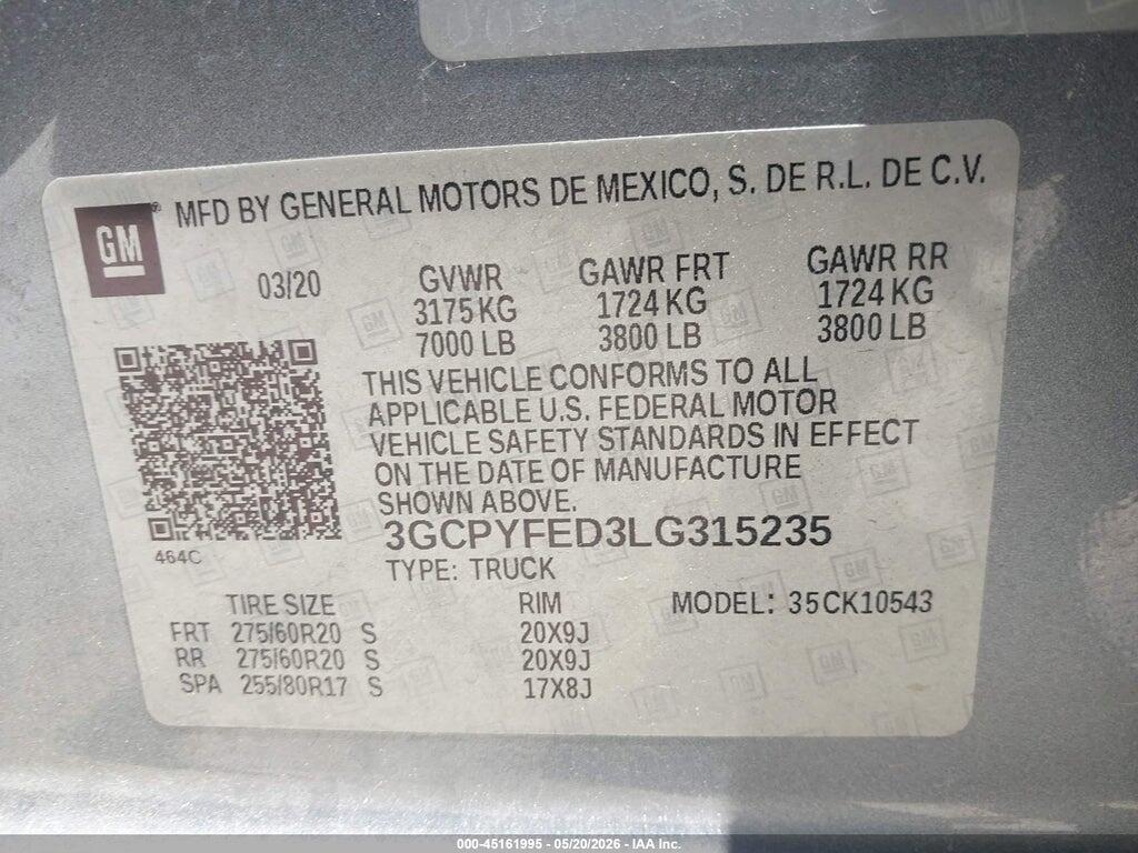 3GCPYFED3LG315235 2020 CHEVROLET SILVERADO 1500 photo no. 9