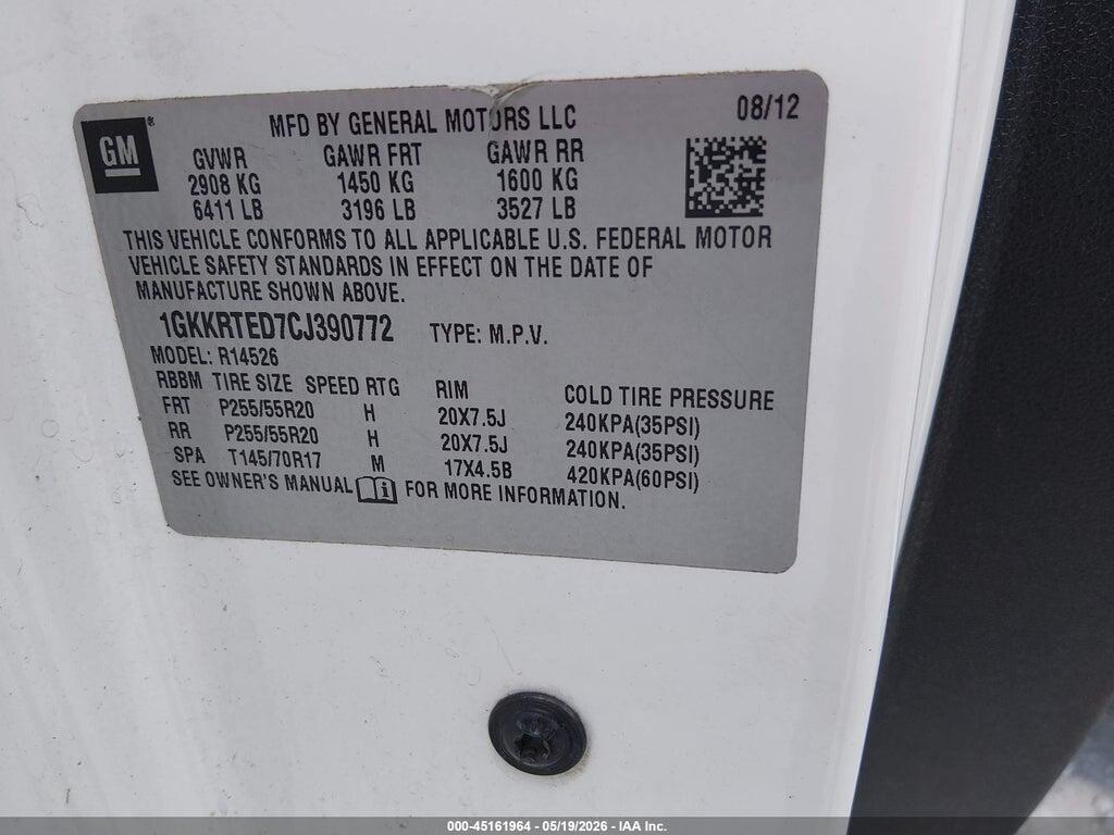 1GKKRTED7CJ390772 2012 GMC ACADIA photo no. 9