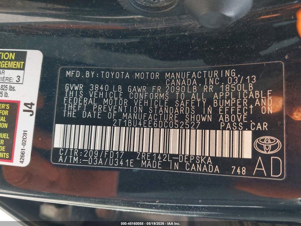 2T1BU4EE6DC052527 2013 TOYOTA COROLLA photo no. 9