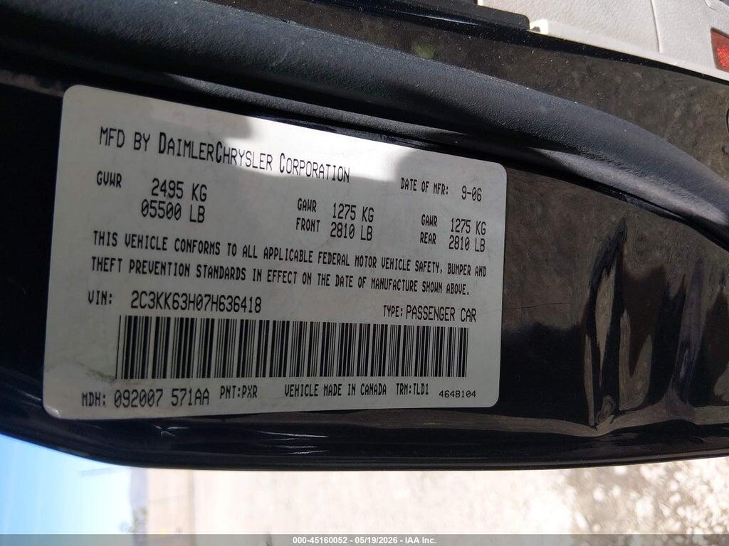 2C3KK63H07H636418 2007 CHRYSLER 300C photo no. 9