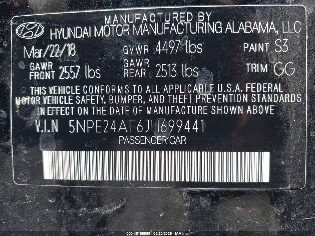 5NPE24AF6JH699441 2018 HYUNDAI SONATA photo no. 9