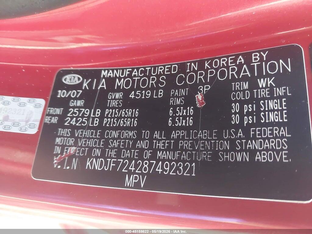 KNDJF724287492321 2008 KIA SPORTAGE photo no. 9