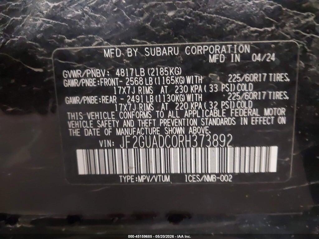JF2GUADC0RH373892 2024 SUBARU CROSSTREK photo no. 9