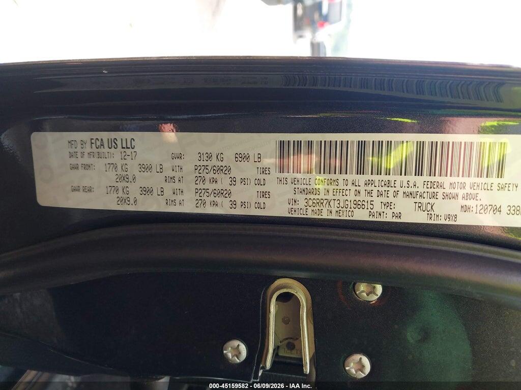3C6RR7KT3JG196615 2018 RAM 1500 photo no. 9