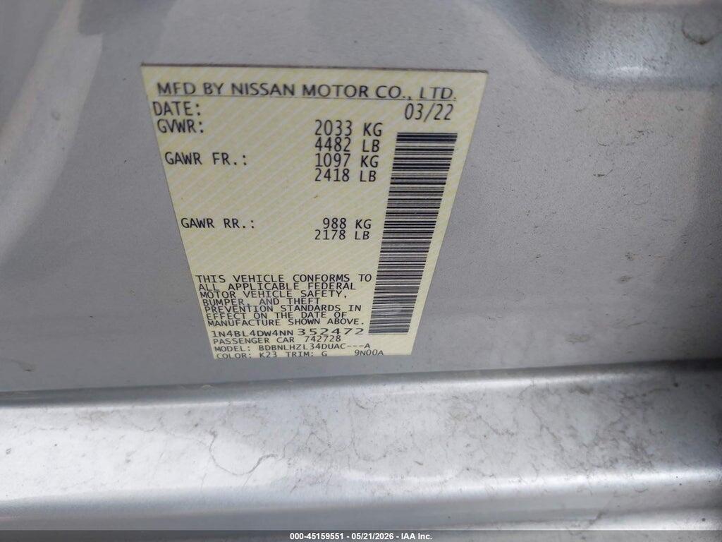 1N4BL4DW4NN352472 2022 NISSAN ALTIMA photo no. 9