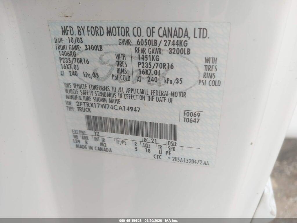 2FTRX17W74CA14947 2004 FORD F-150 HERITAGE photo no. 9