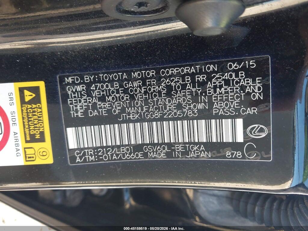 JTHBK1GG8F2205783 2015 LEXUS ES 350 photo no. 9