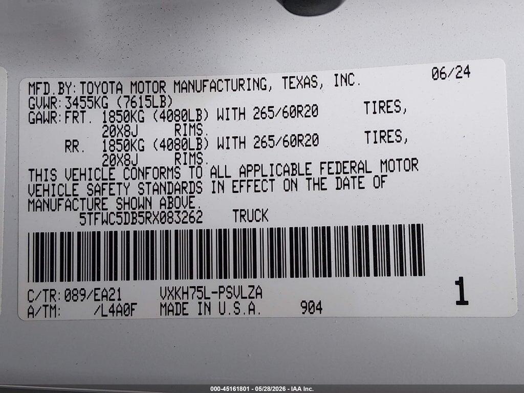 5TFWC5DB5RX083262 2024 TOYOTA TUNDRA HYBRID photo no. 9