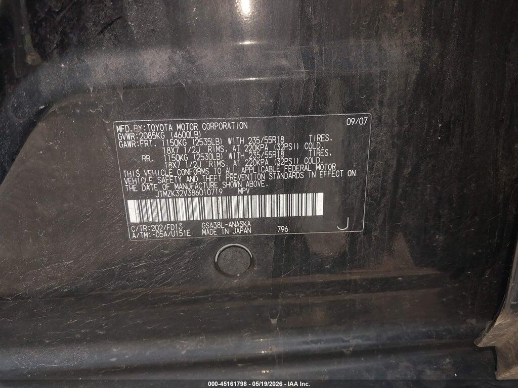JTMZK32V386010719 2008 TOYOTA RAV4 photo no. 9