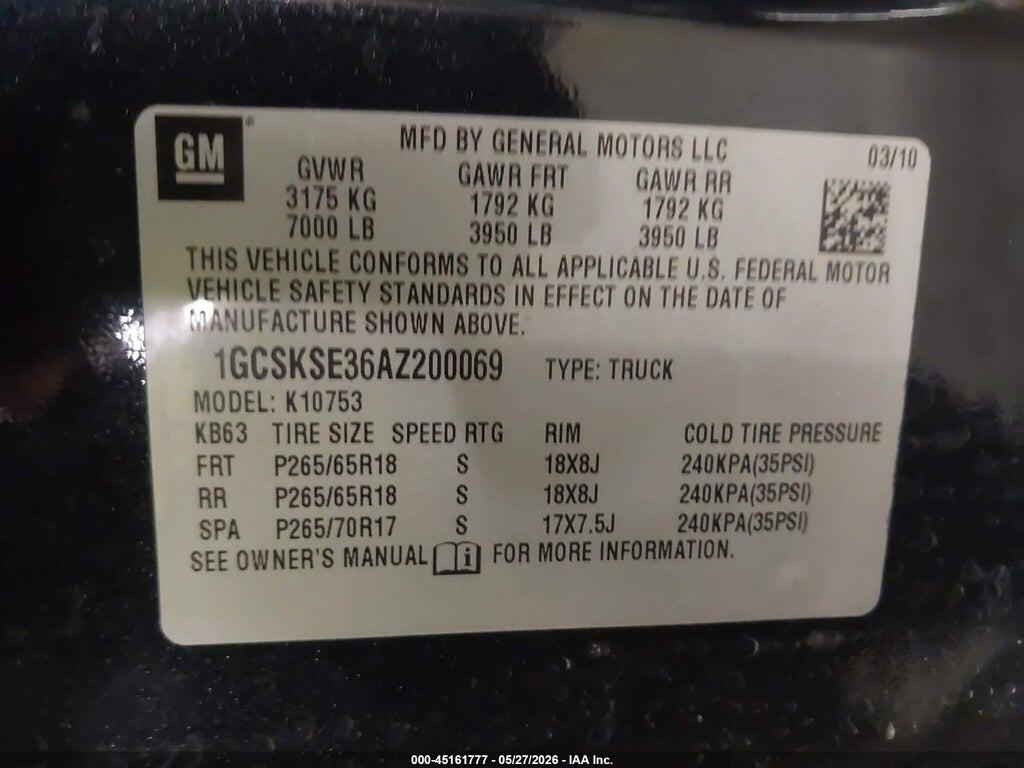 1GCSKSE36AZ200069 2010 CHEVROLET SILVERADO 1500 photo no. 9