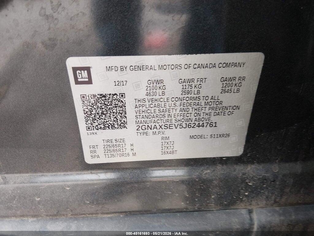 2GNAXSEV5J6244761 2018 CHEVROLET EQUINOX photo no. 9