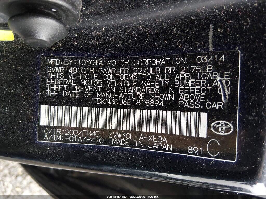 JTDKN3DU6E1815894 2014 TOYOTA PRIUS photo no. 9