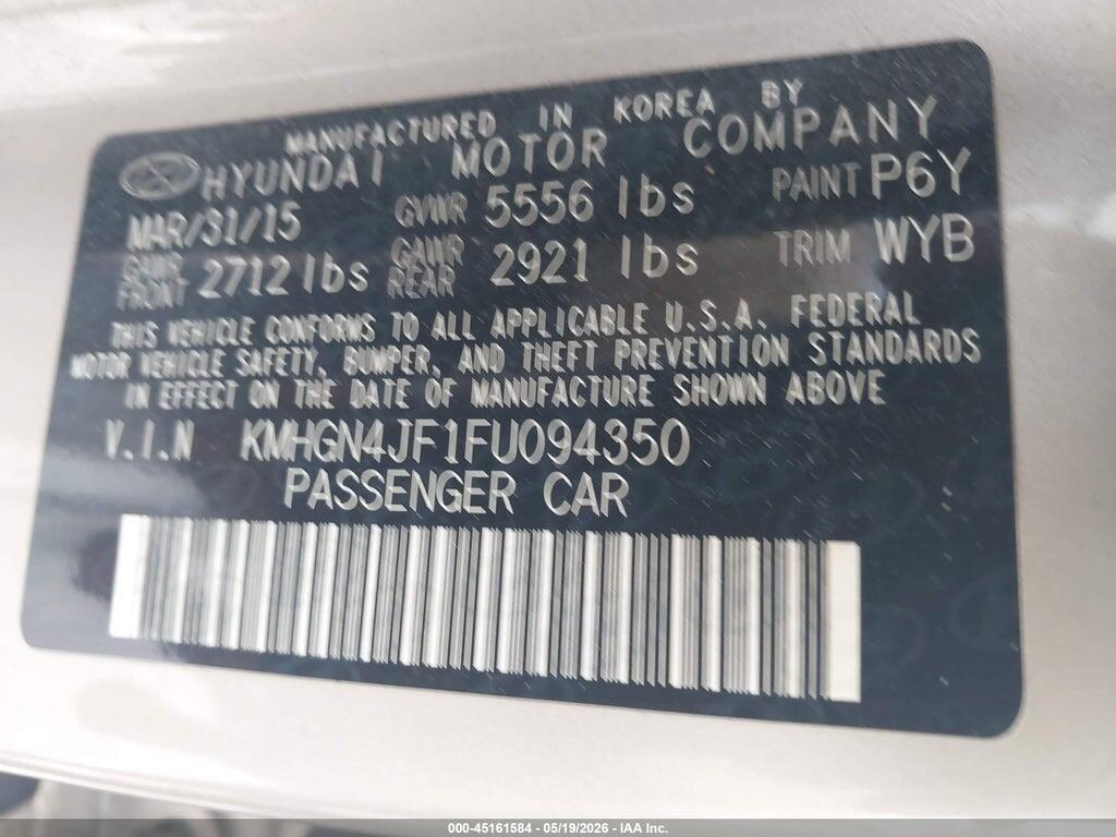 KMHGN4JF1FU094350 2015 HYUNDAI GENESIS photo no. 9