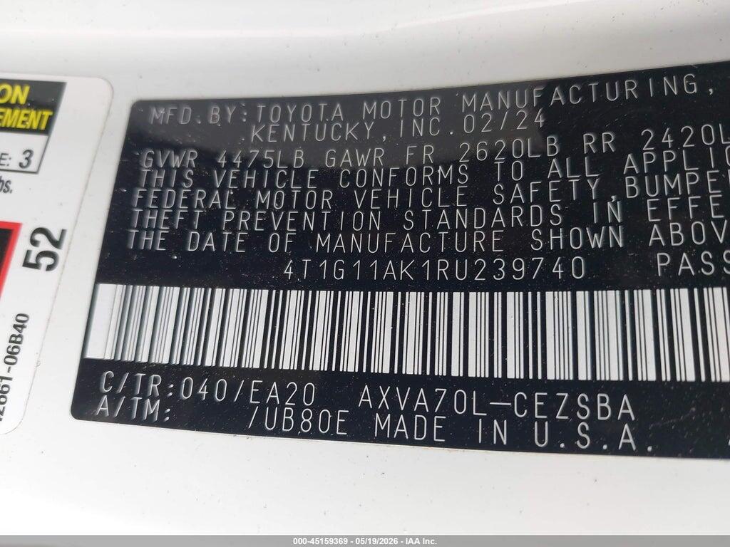 4T1G11AK1RU239740 2024 TOYOTA CAMRY photo no. 9