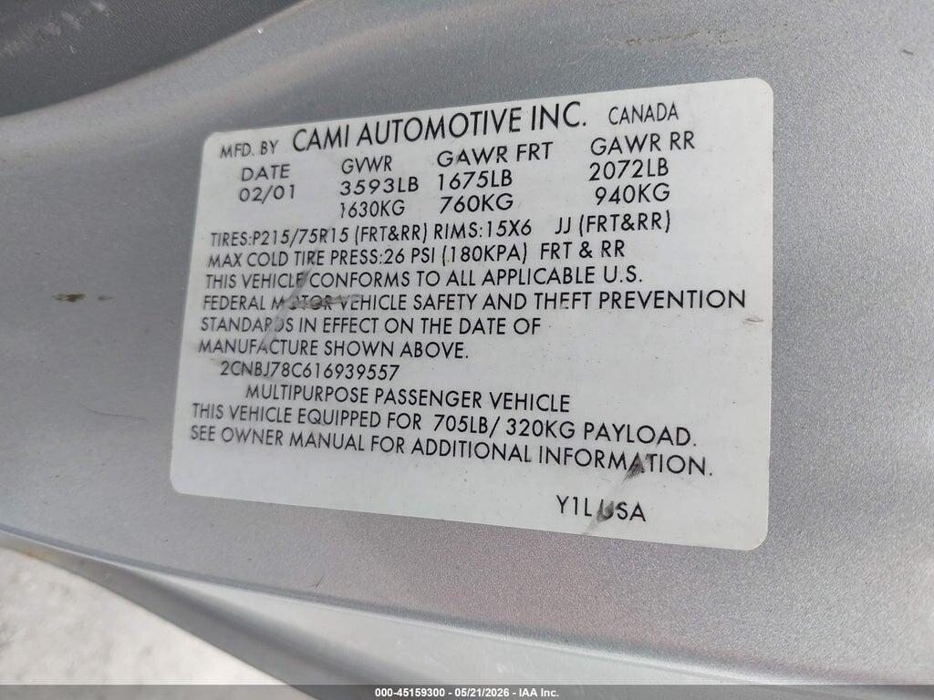 2CNBJ78C616939557 2001 CHEVROLET TRACKER photo no. 9
