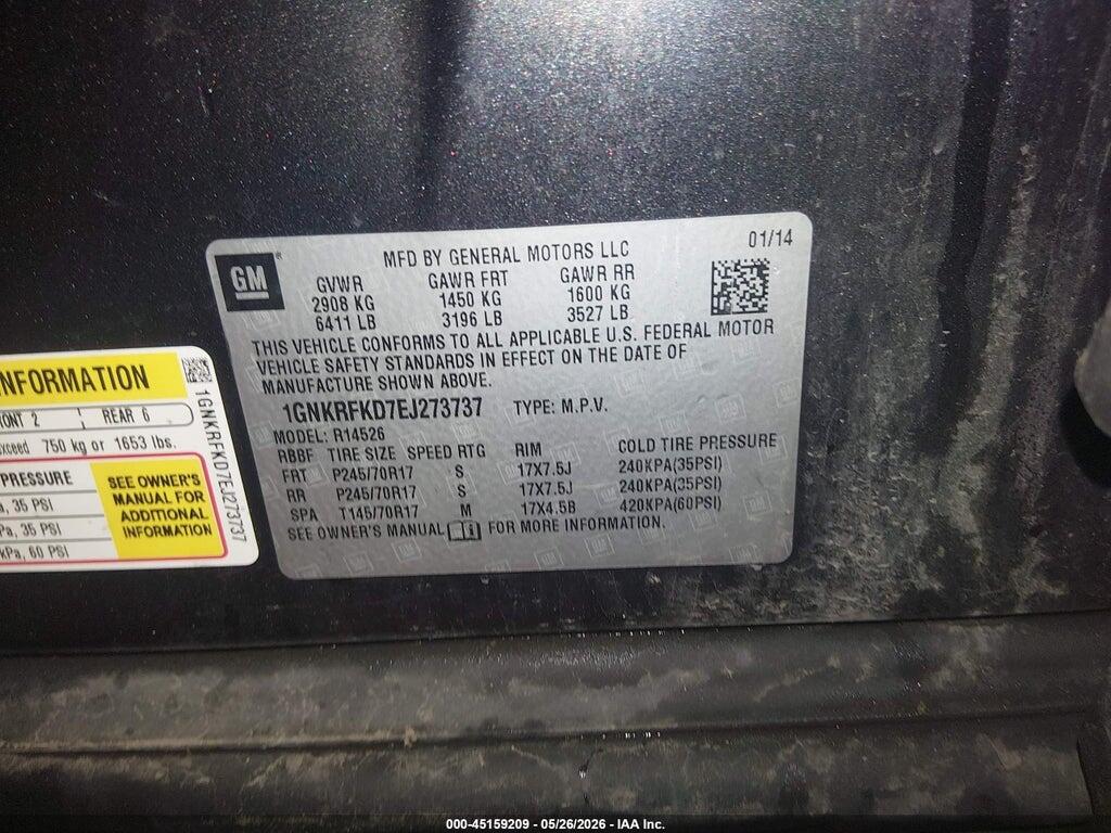 1GNKRFKD7EJ273737 2014 CHEVROLET TRAVERSE photo no. 9