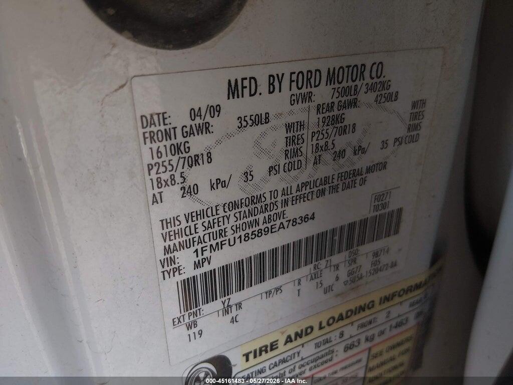 1FMFU18589EA78364 2009 FORD EXPEDITION photo no. 9