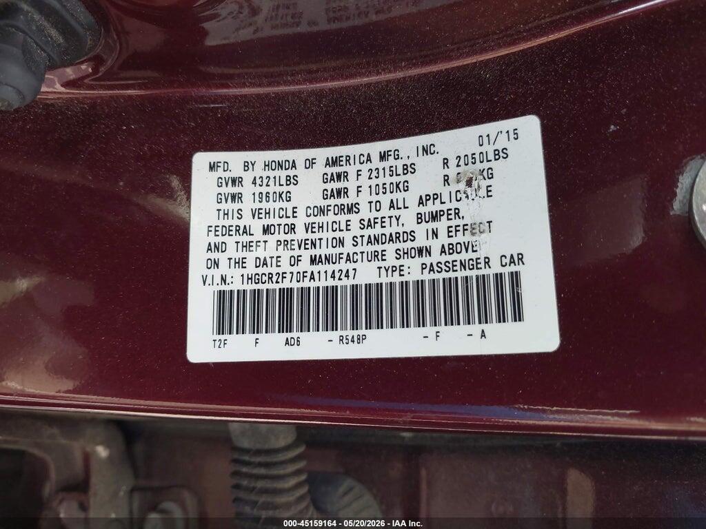 1HGCR2F70FA114247 2015 HONDA ACCORD photo no. 9