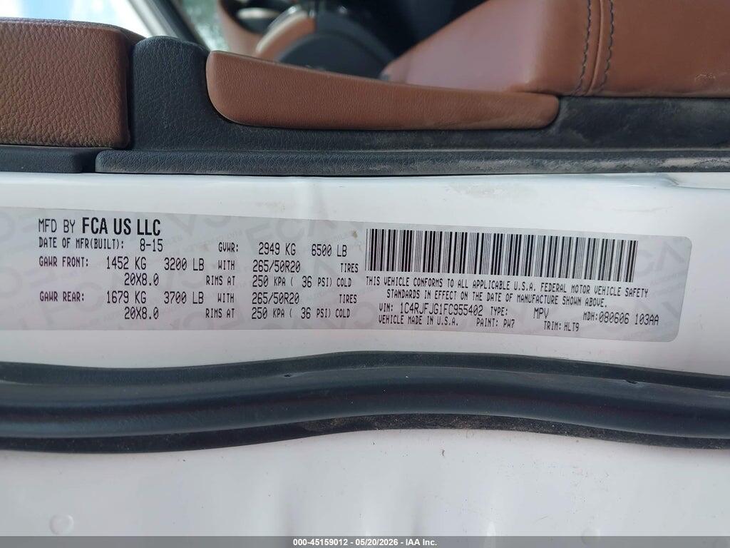1C4RJFJG1FC955402 2015 JEEP GRAND CHEROKEE photo no. 9