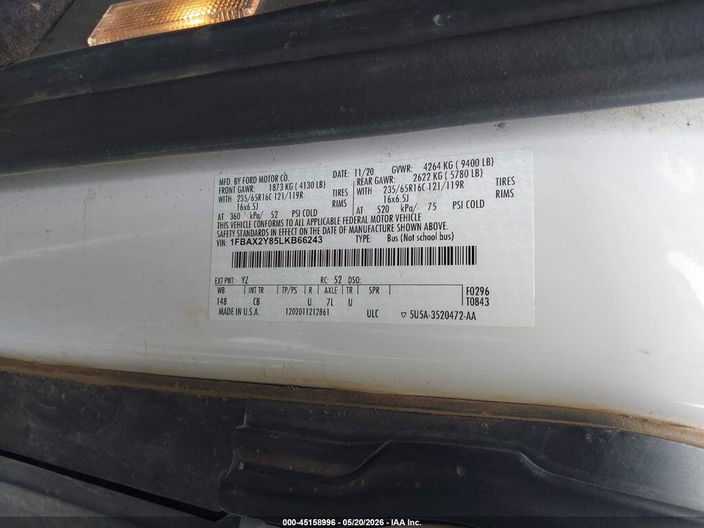 1FBAX2Y85LKB66243 2020 FORD TRANSIT-350 PASSENGER VAN photo no. 9