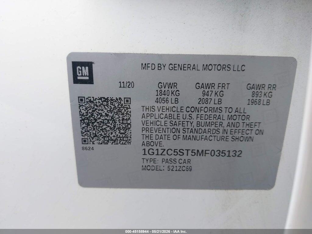 1G1ZC5ST5MF035132 2021 CHEVROLET MALIBU photo no. 9