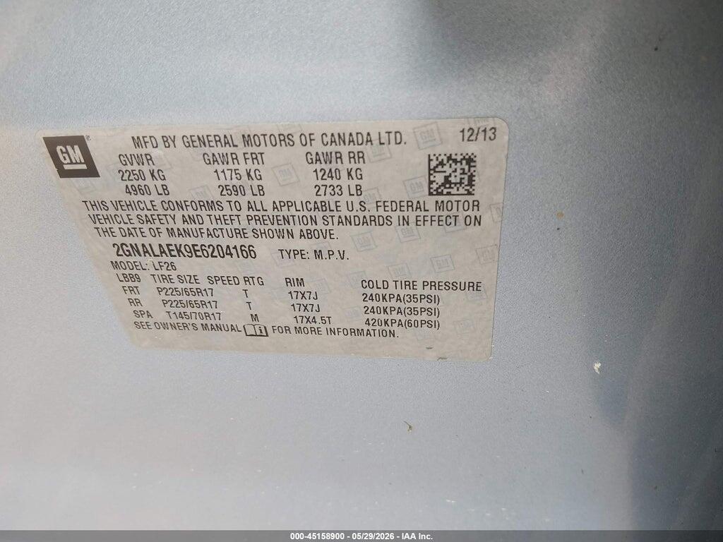 2GNALAEK9E6204166 2014 CHEVROLET EQUINOX photo no. 9