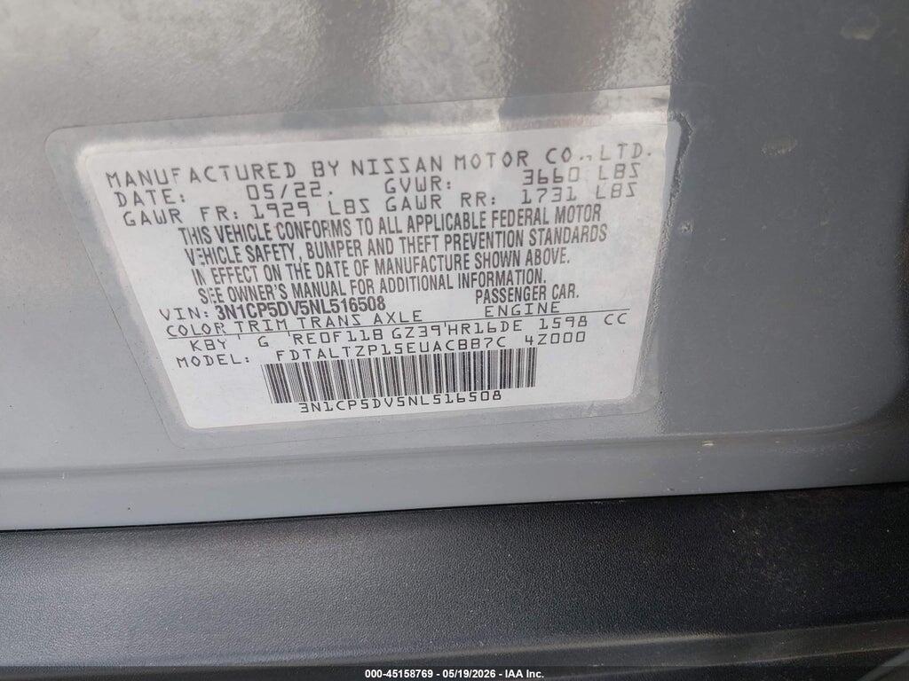 3N1CP5DV5NL516508 2022 NISSAN KICKS photo no. 9