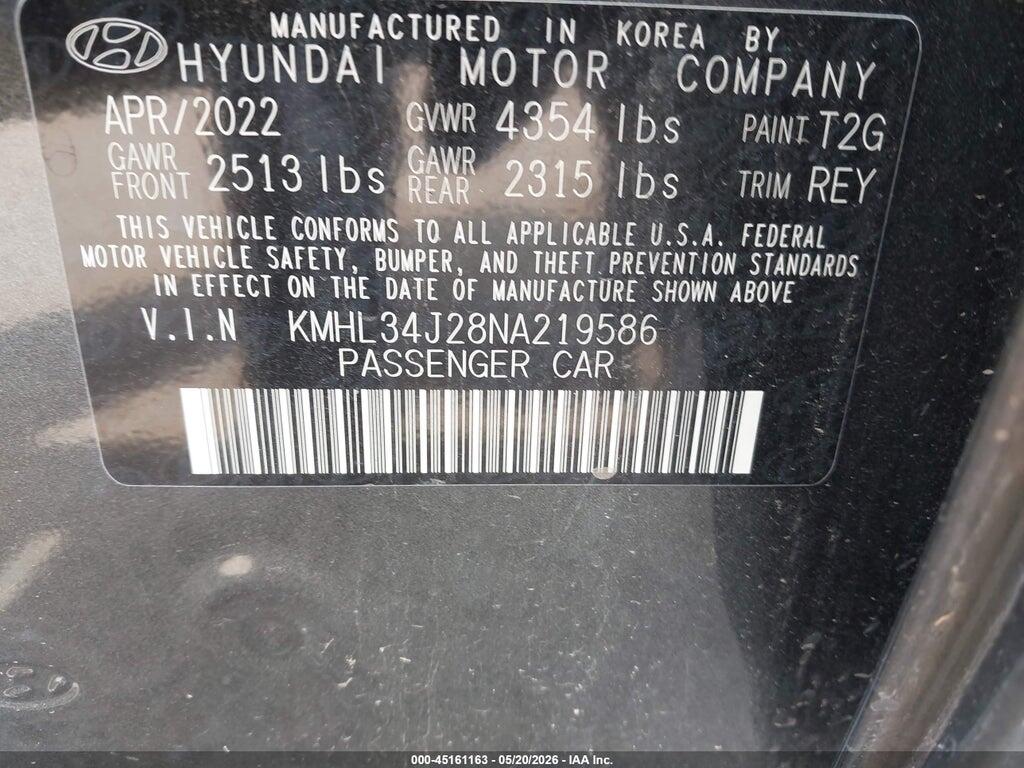 KMHL34J28NA219586 2022 HYUNDAI SONATA photo no. 9