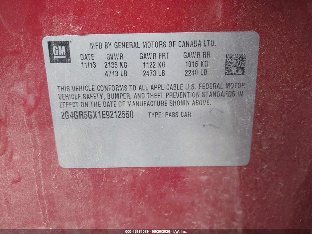 2G4GR5GX1E9212550 2014 BUICK REGAL photo no. 9