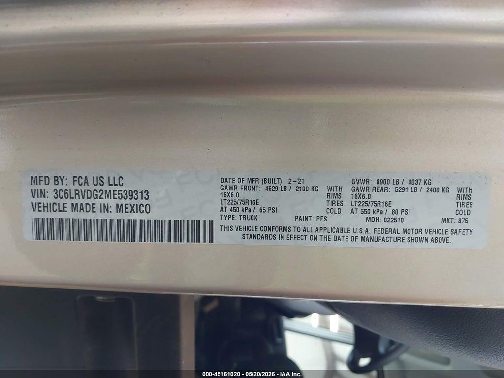3C6LRVDG2ME539313 2021 RAM PROMASTER 2500 photo no. 9