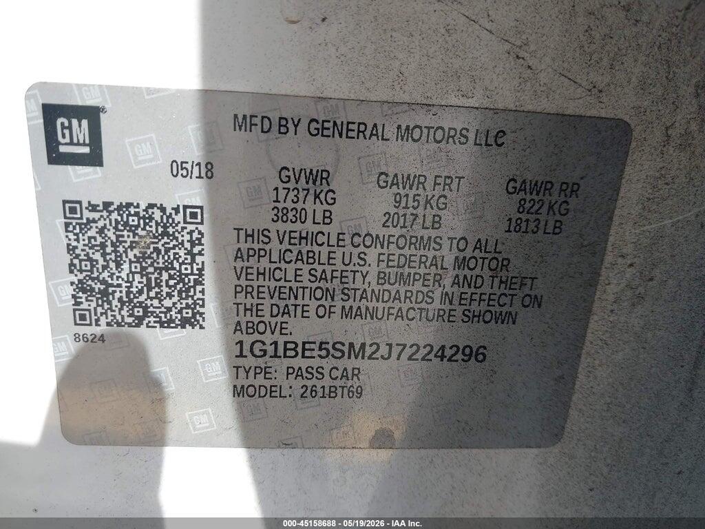 1G1BE5SM2J7224296 2018 CHEVROLET CRUZE photo no. 9