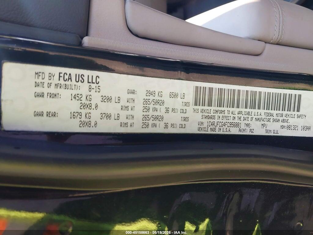 1C4RJFCG4FC956881 2015 JEEP GRAND CHEROKEE photo no. 9