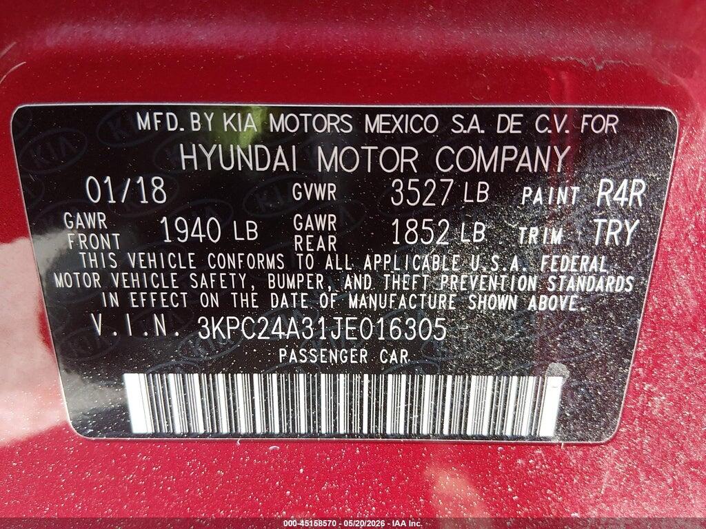 3KPC24A31JE016305 2018 HYUNDAI ACCENT photo no. 9