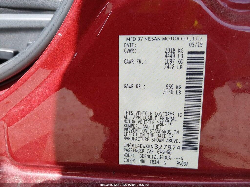 1N4BL4EWXKN327974 2019 NISSAN ALTIMA photo no. 9