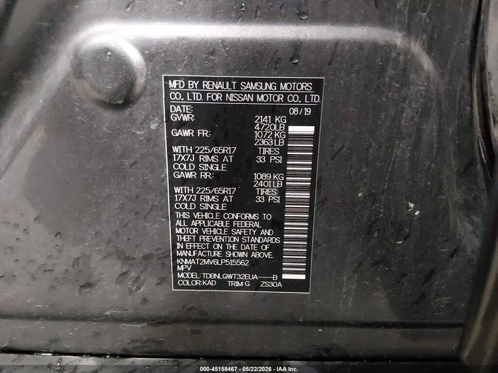 KNMAT2MV6LP515562 2020 NISSAN ROGUE photo no. 9