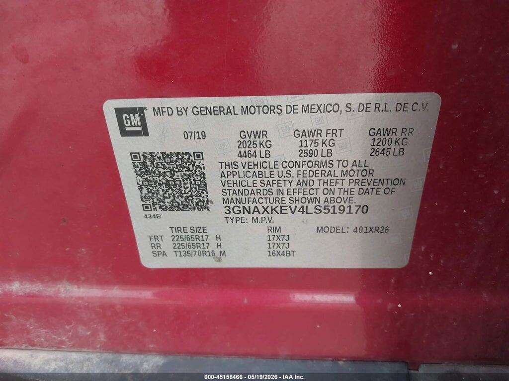 3GNAXKEV4LS519170 2020 CHEVROLET EQUINOX photo no. 9