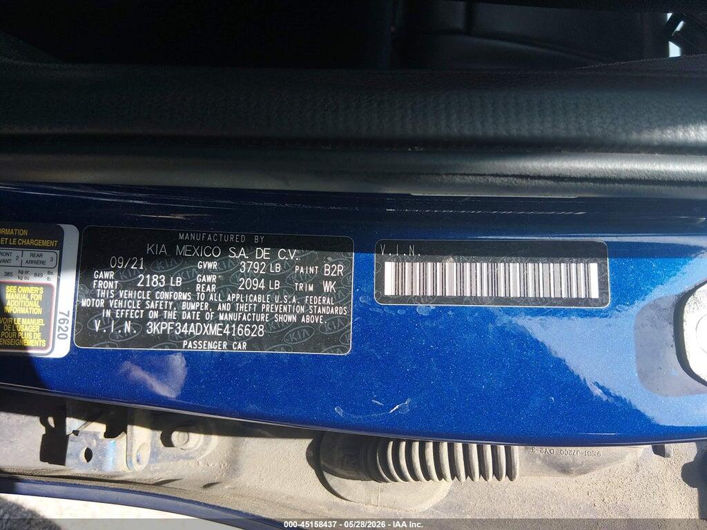 3KPF34ADXME416628 2021 KIA FORTE photo no. 9