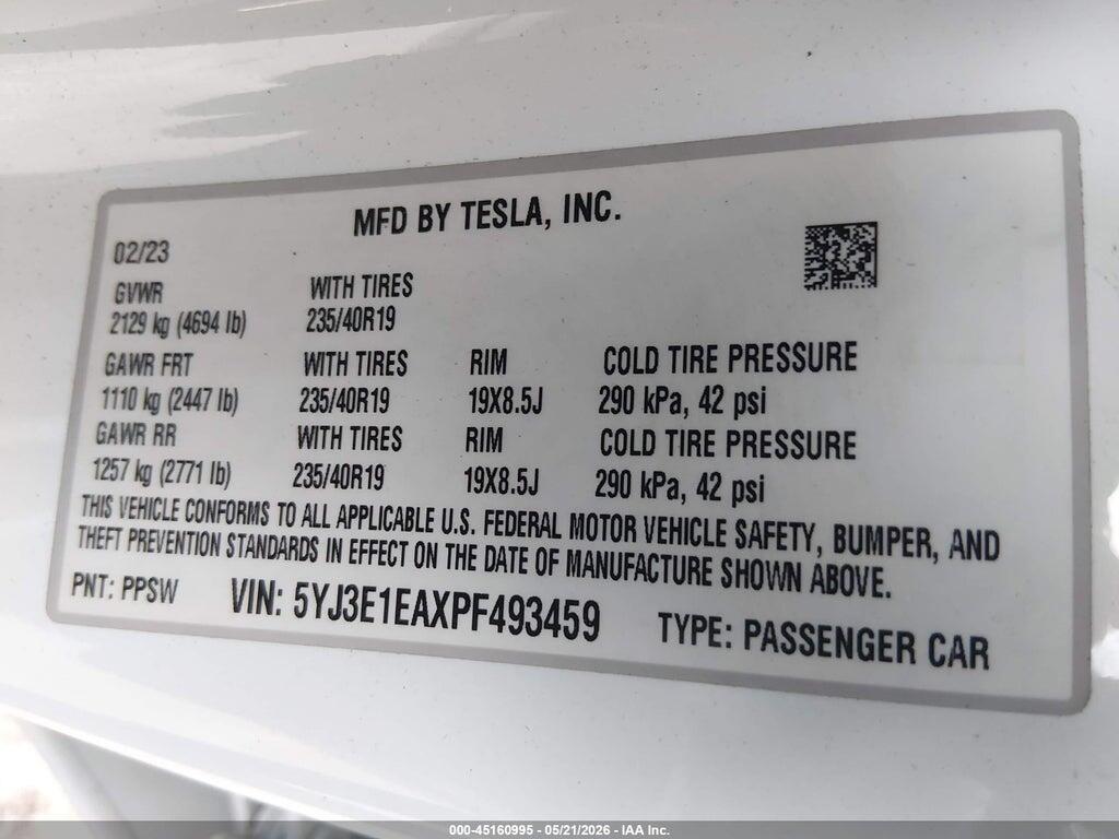 5YJ3E1EAXPF493459 2023 TESLA MODEL 3 photo no. 9