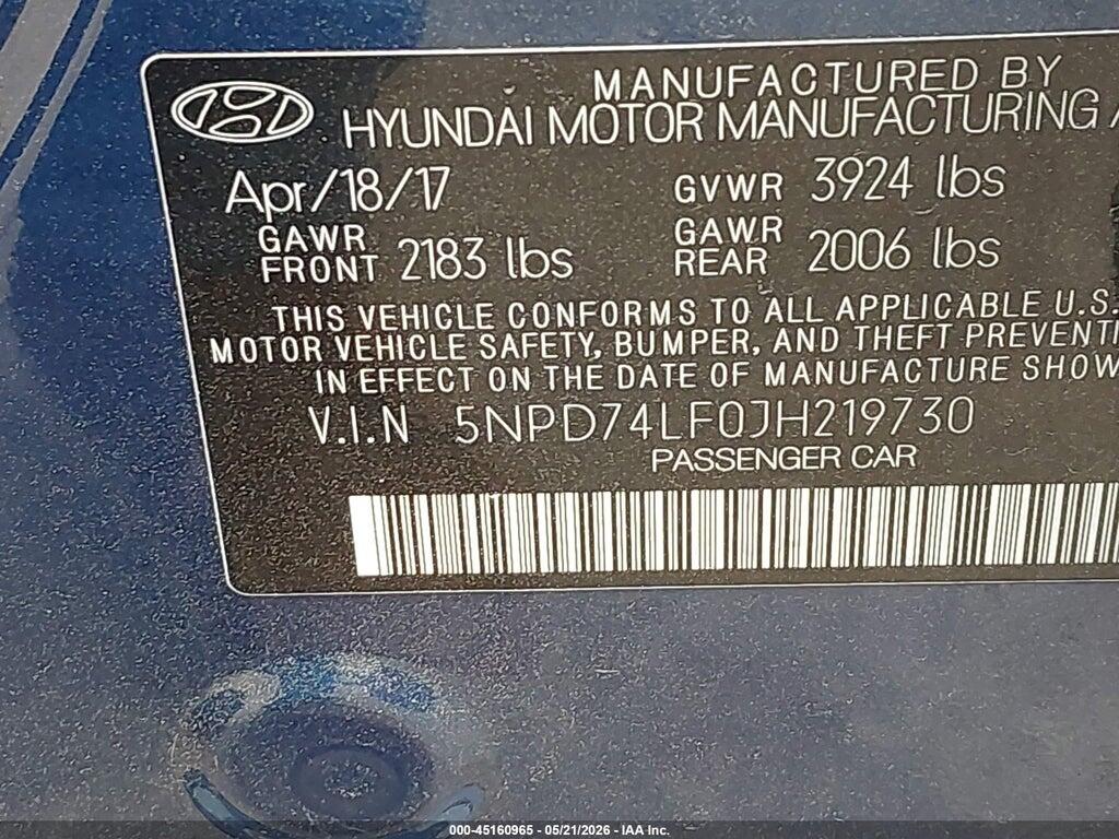 5NPD74LF0JH219730 2018 HYUNDAI ELANTRA photo no. 9