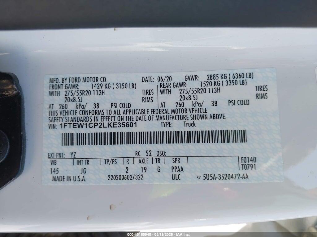 1FTEW1CP2LKE35601 2020 FORD F-150 photo no. 9
