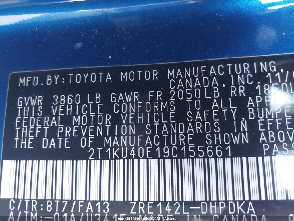 2T1KU40E19C155661 2009 TOYOTA MATRIX photo no. 9